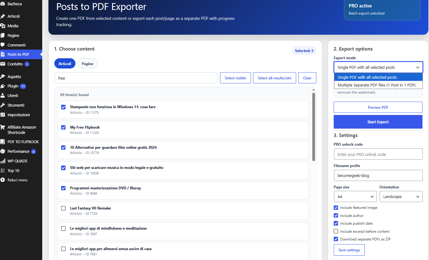 Wordpress Posts to PDF WordPress Plugin screenshot